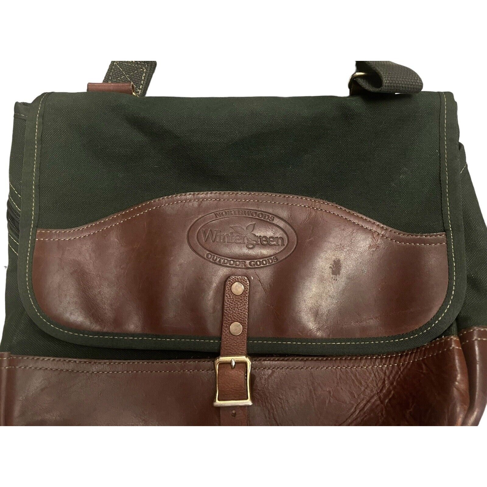 Vintage Wintergreen Outdoor Prod Canvas Leather Messenger Bag Travel Made In USA