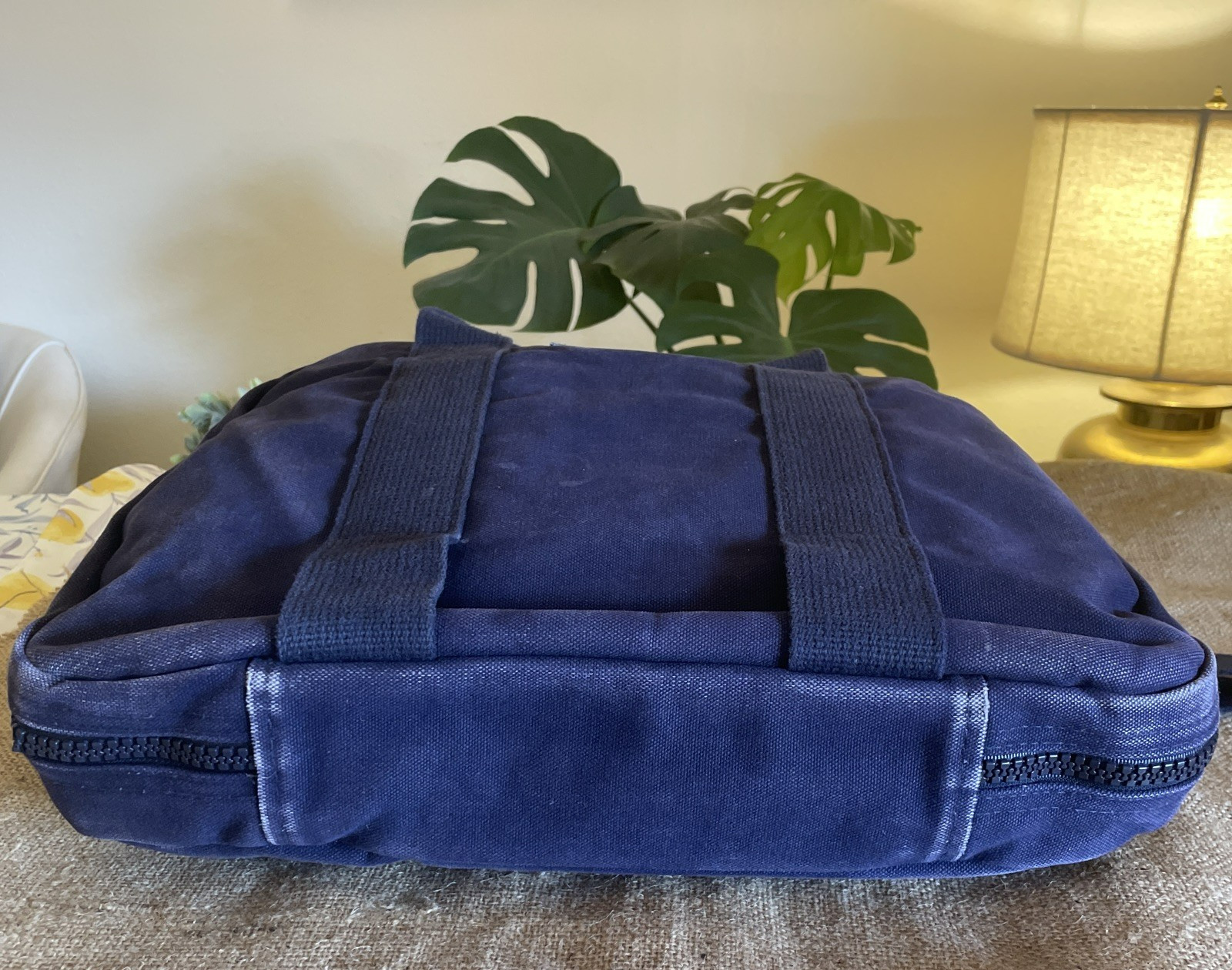 VTG Lands End Messenger Bag Canvas Denim USA Made Blue Distressed Faded 90s