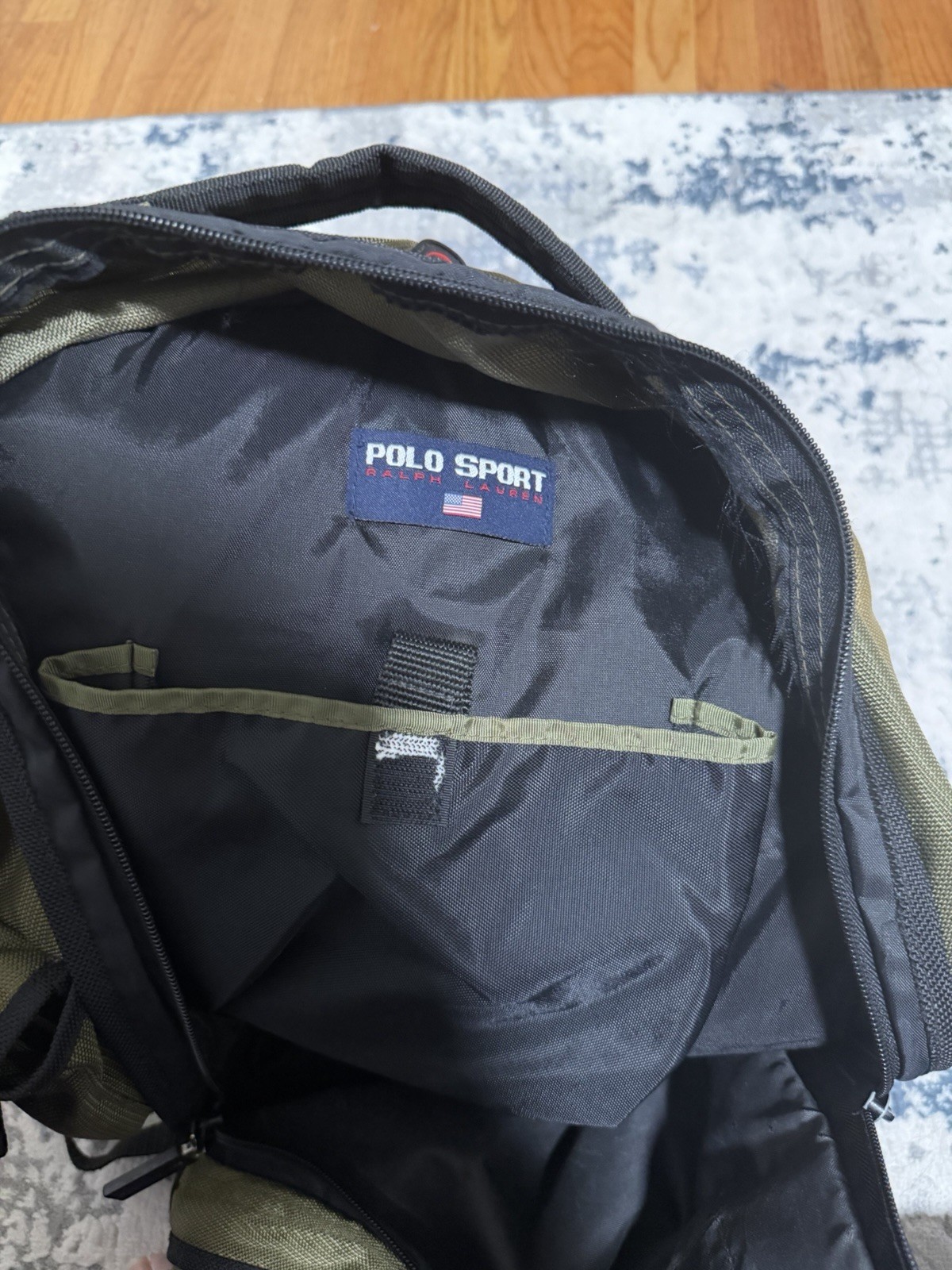 Polo Sport Ralph Lauren Green Backpack Multi Pocket Dividers Vintage 90s