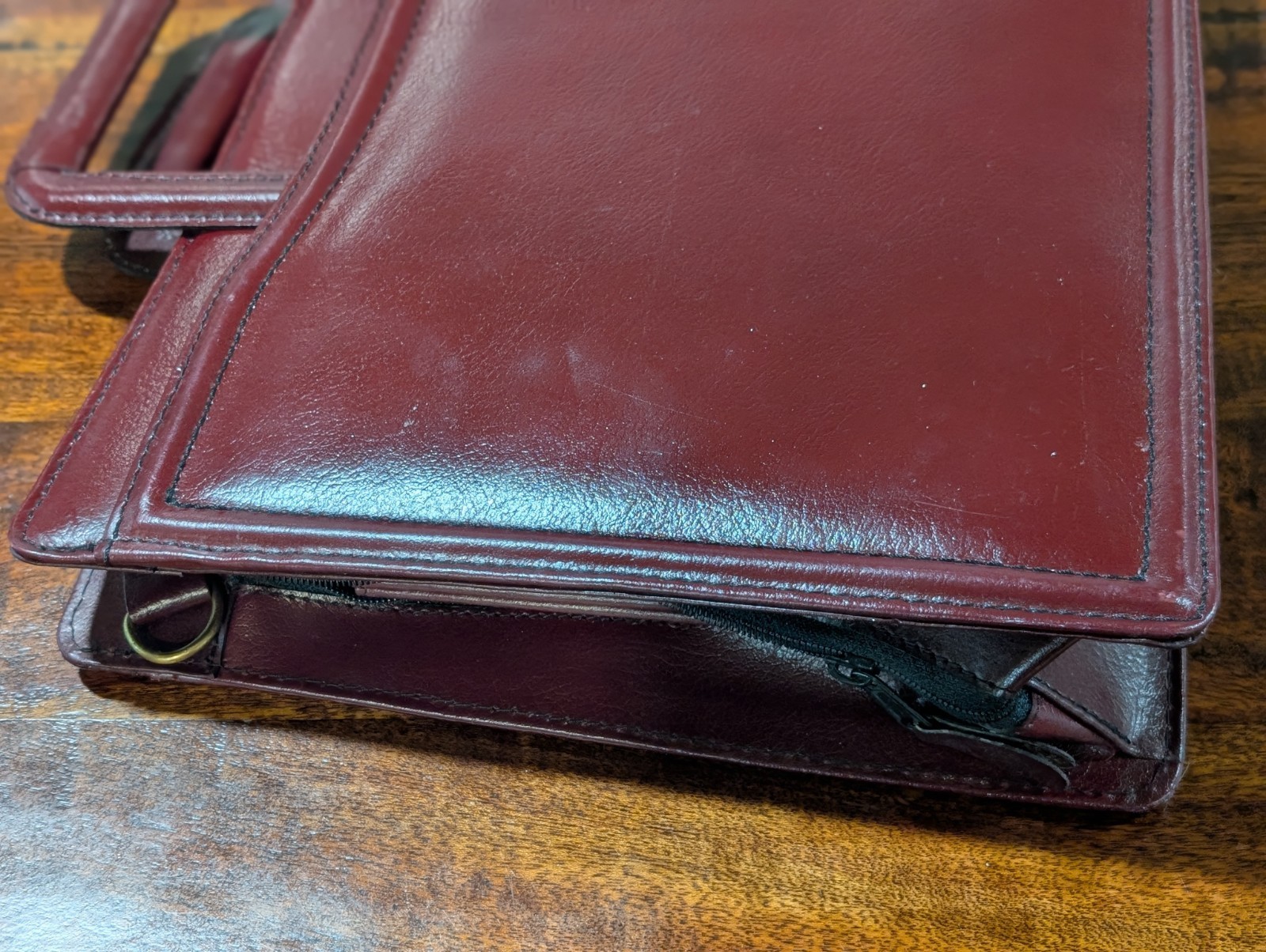 Vintage Top Grain Cowhide Leather Briefcase Burgundy Made In Romania