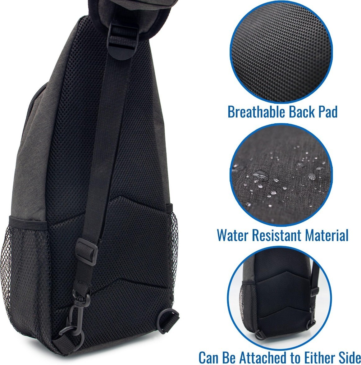 Crossbody Sling Hiking Daypack 6-Pocket Design,Removable Phone Compartment