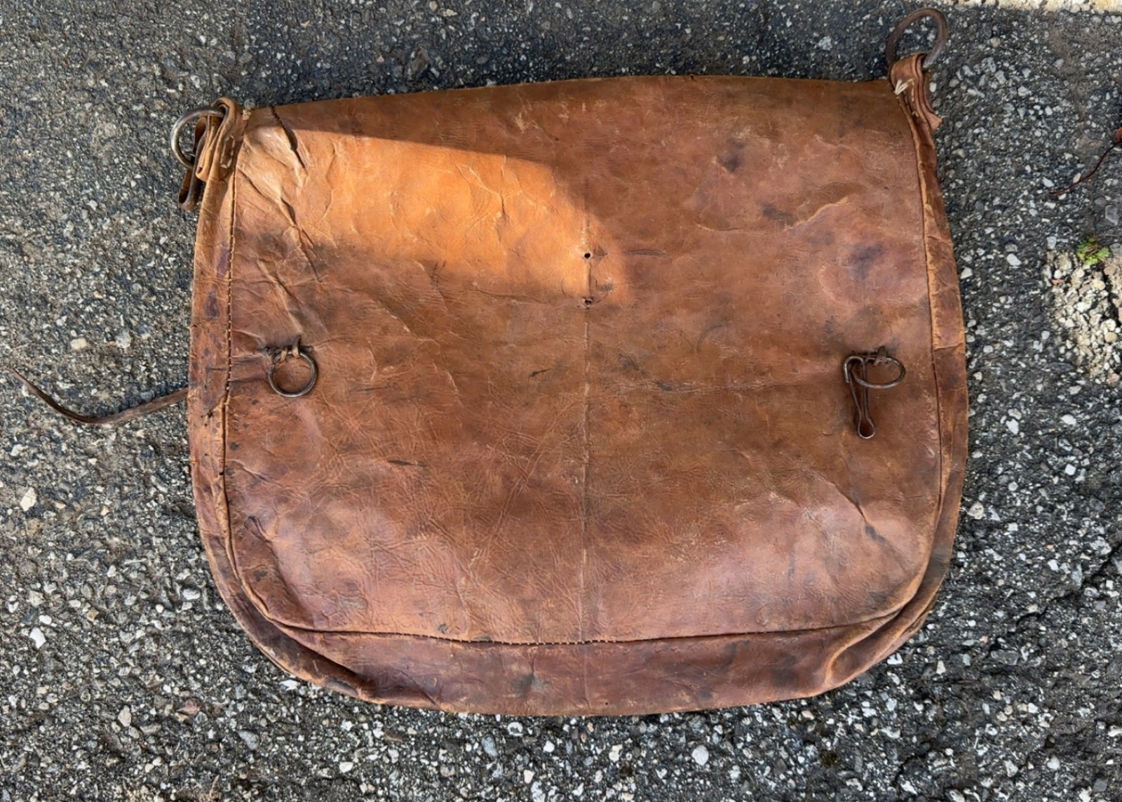 Antique Vtg Lrg Handmade Leather Satchel Messenger Mail Bag Patina Workwear rrl