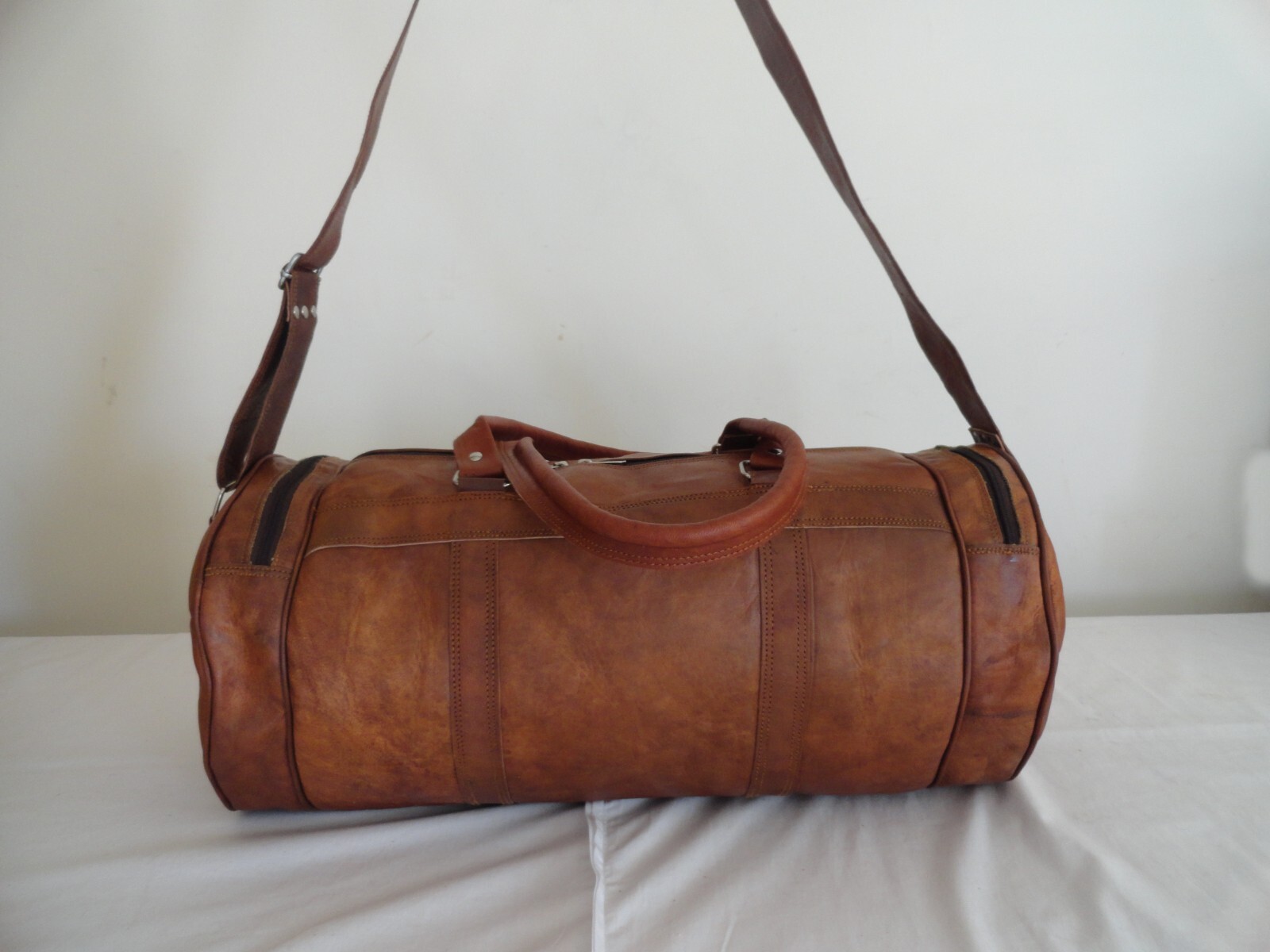 24 in Leather Duffle Bag Holdalls Travel Luggage Handbags Duffel Shoulder Bags