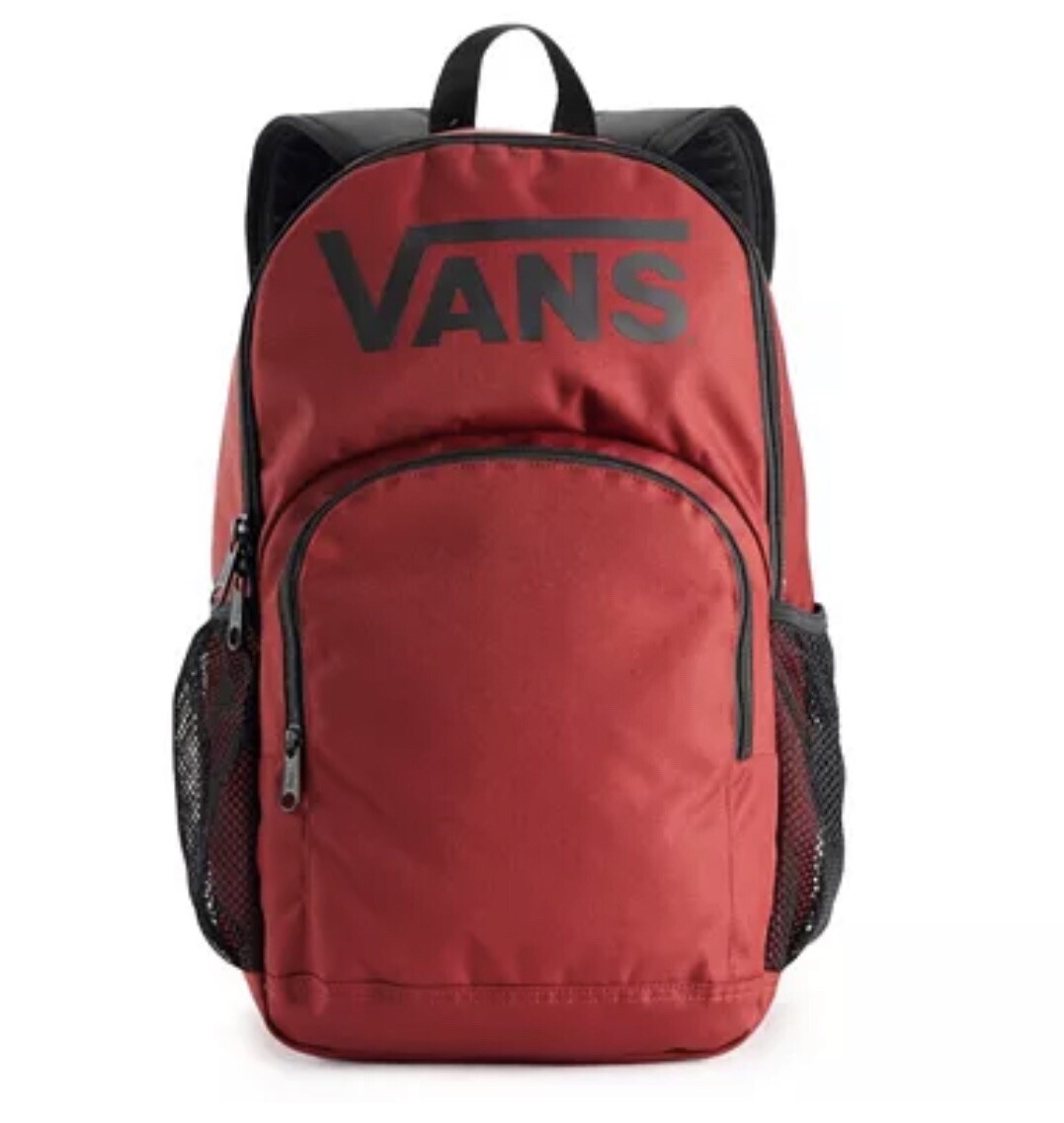 Vans Backpack Alumni Pack 5 Burgundy Red Black School Bag Full Size 19”
