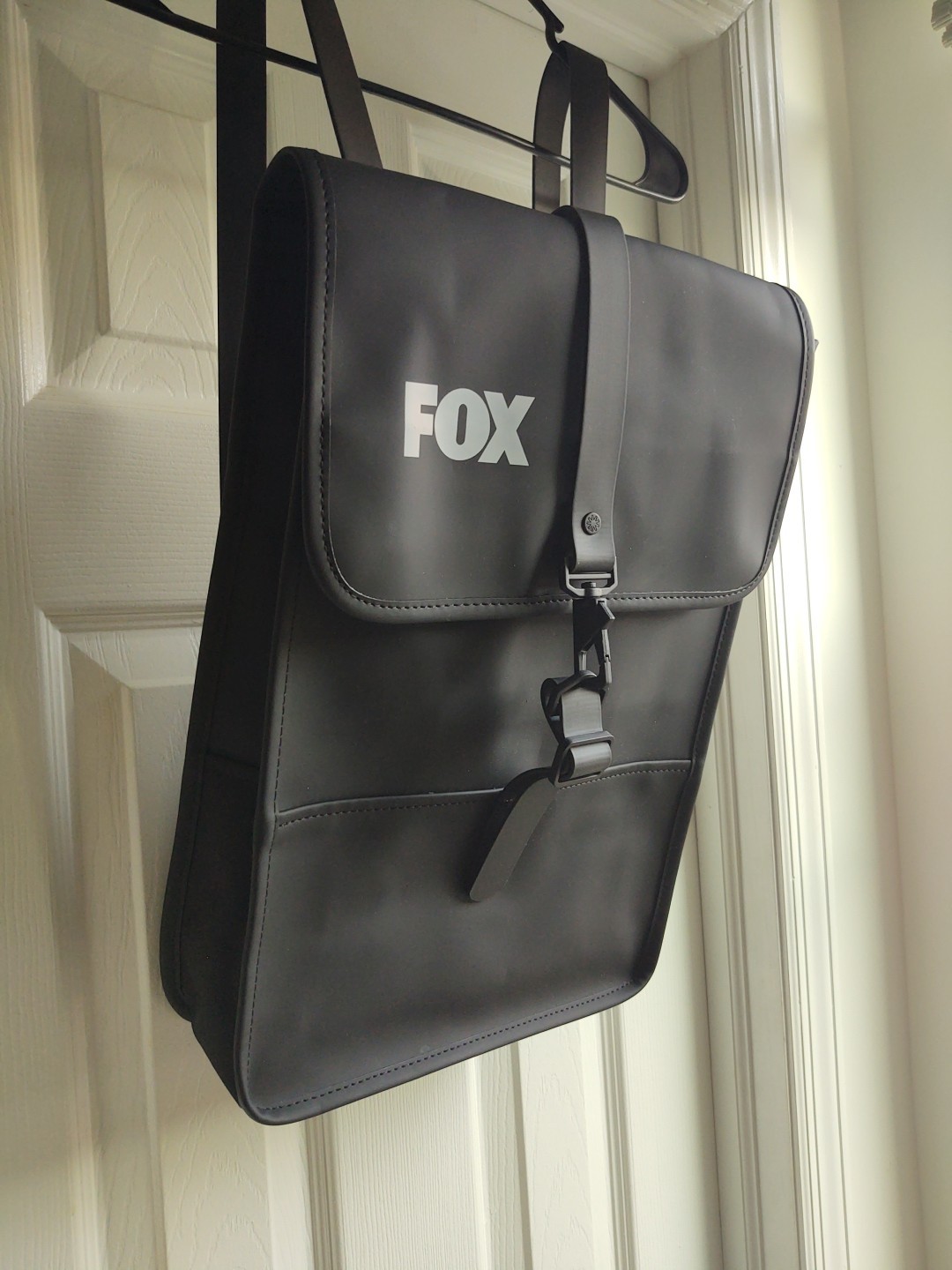 Rains Black Double Strap Messenger Backpack Travel Bag Fox Sports FIFA Water Res