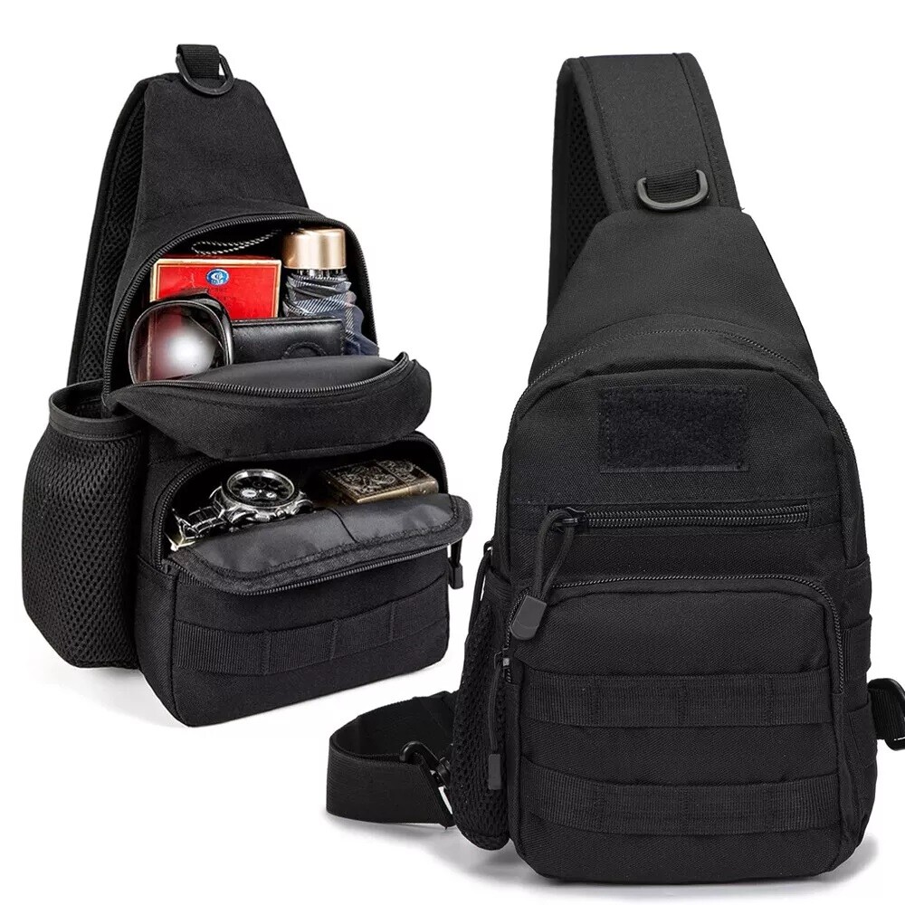 Mens Backpack Tactical Sling Shoulder Bag Molle Travel Chest Pack Outdoor Hiking