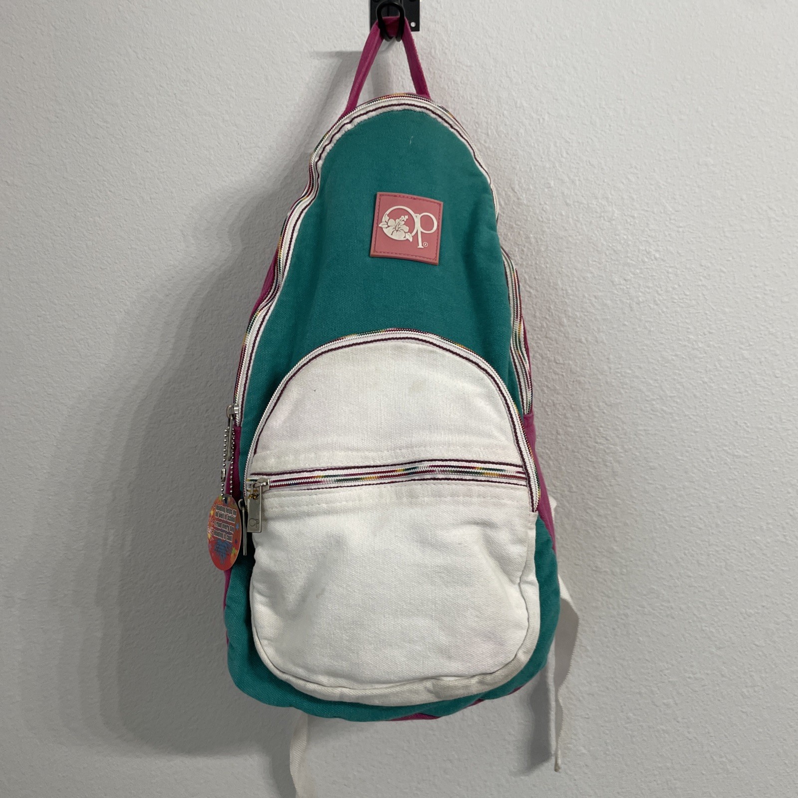 Vintage Ocean Pacific Backpack 90’s Teal Pink White