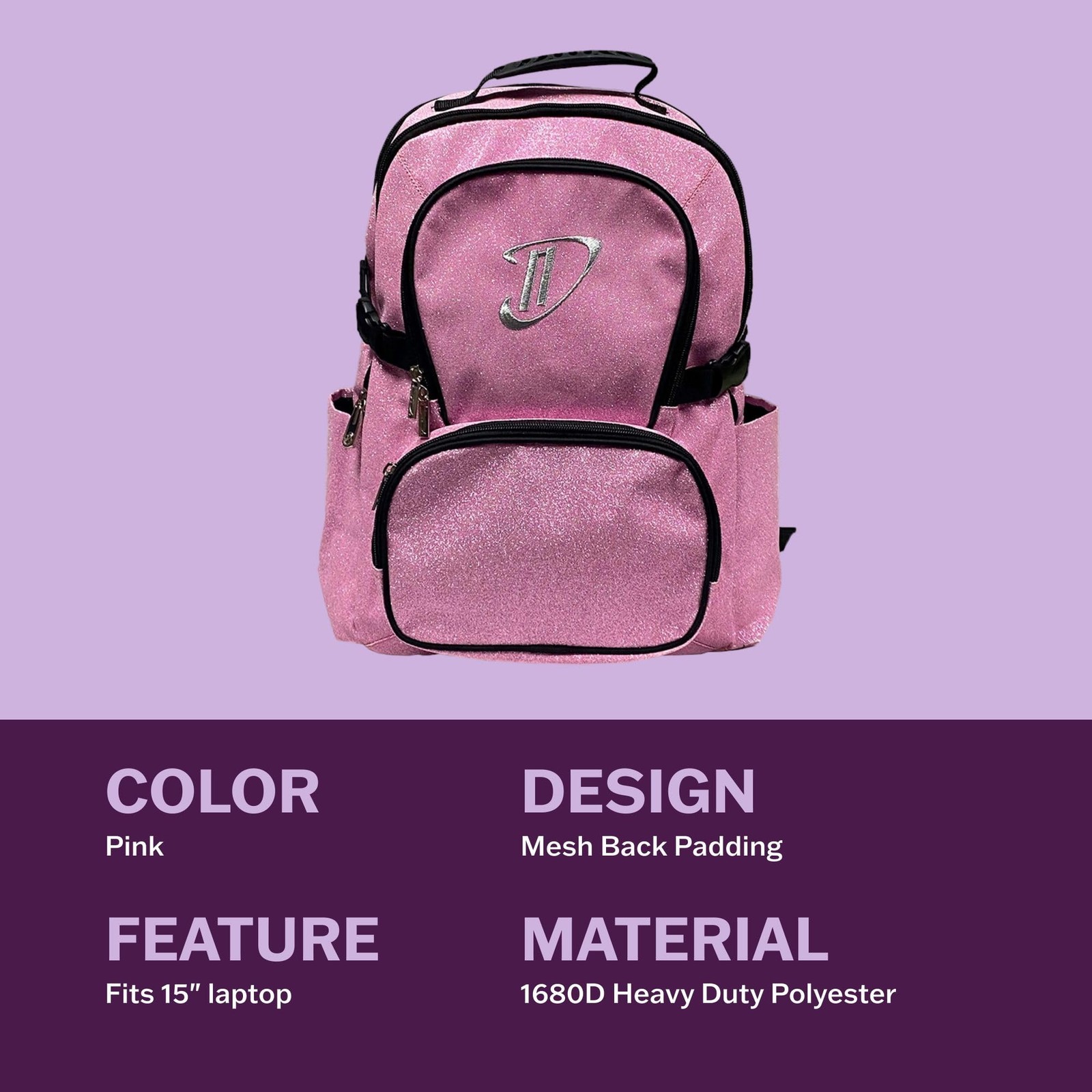 Pink Backpack for Women & Kids, Small Travel Bag, Water-Resistant, 17.5″x14″