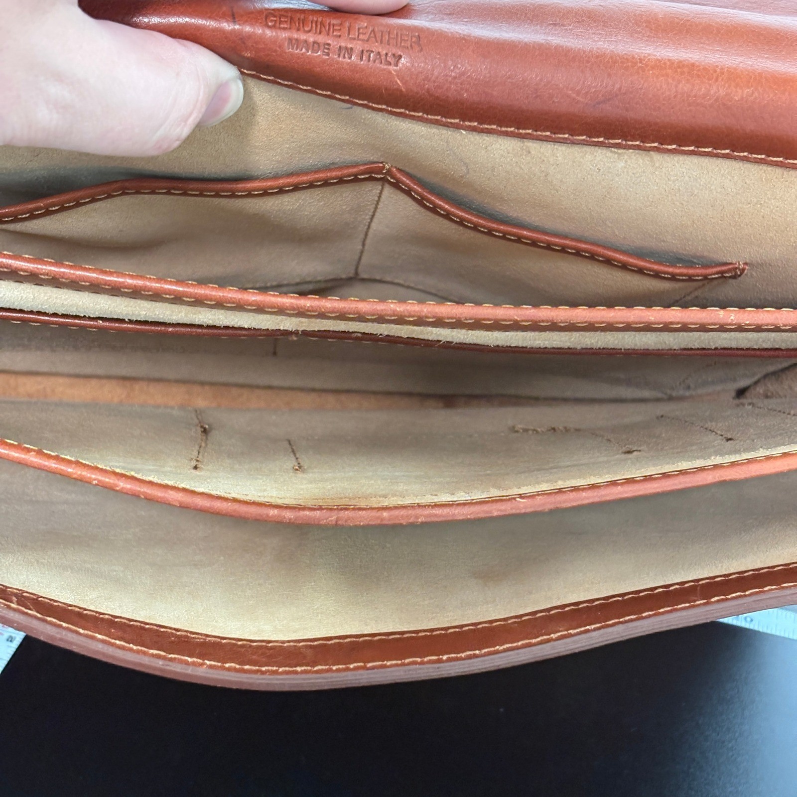 Unbranded Leather Briefcase Messenger Bag Large Cognac Made Italy Quiet Luxury