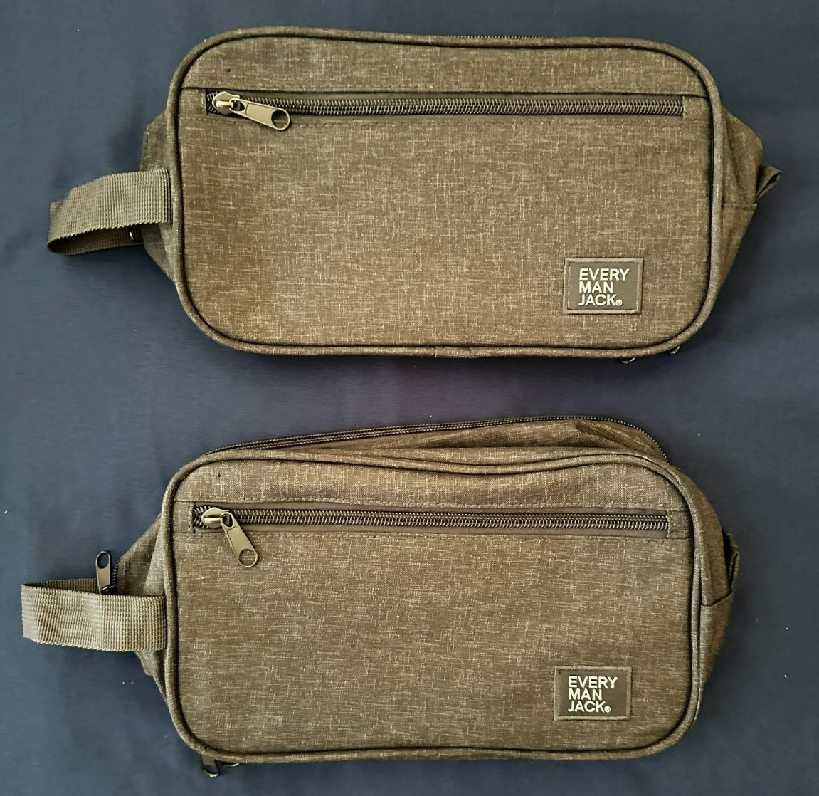 2 New EVERY MAN JACK Toiletry BAG zip Dopp shaving kit POUCH travel 10”x 5”x 4”