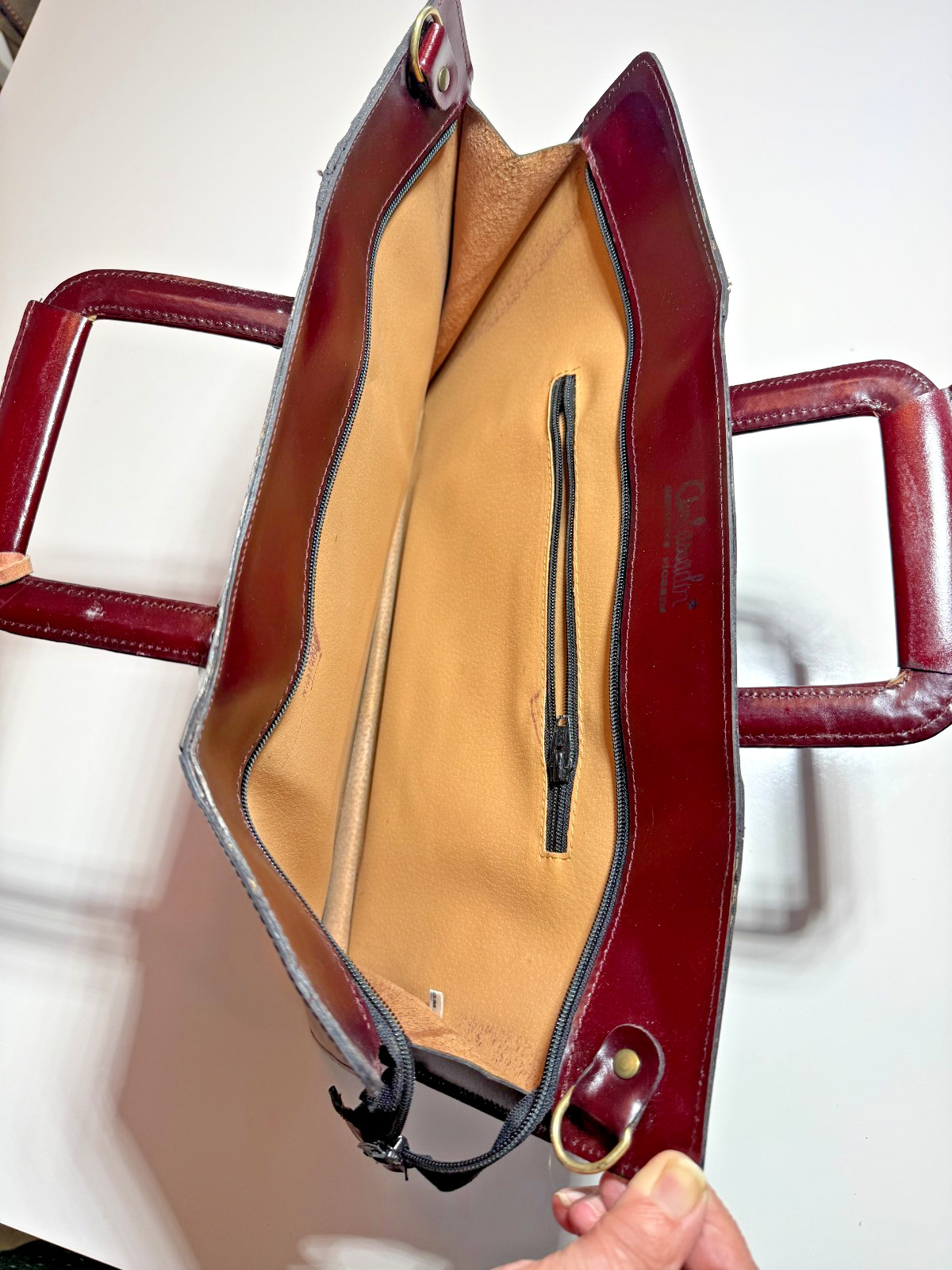 Vintage AMBASSADOR Burgundy Genuine Pigskin Leather Laptop Attaché Made in Roman