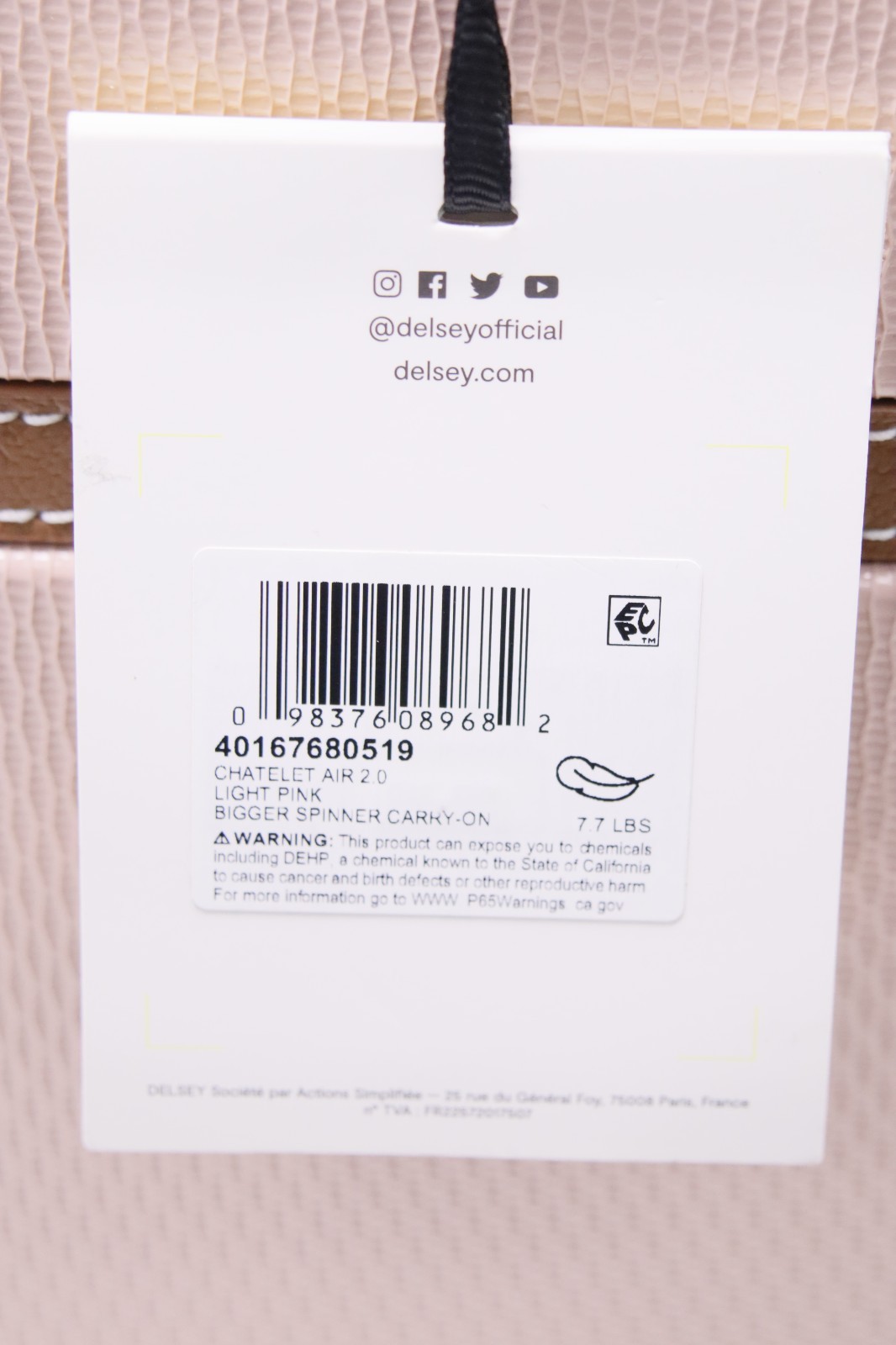 DELSEY PARIS Chatelet Air 2.0 Hardside Luggage with Spinner Wheels Light Pink