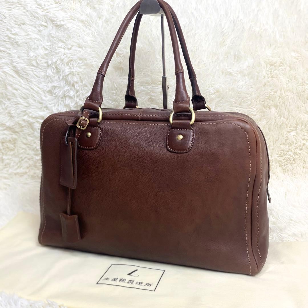 Tsuchiya Kaban Antique Boston Bag Leather Brown 28cm x 44cm x 18cm EX