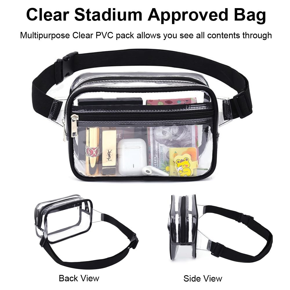 Clear Purses for Women Stadium Fanny Packs, 8.7 x 5.9 x 3.0 inches, Blue