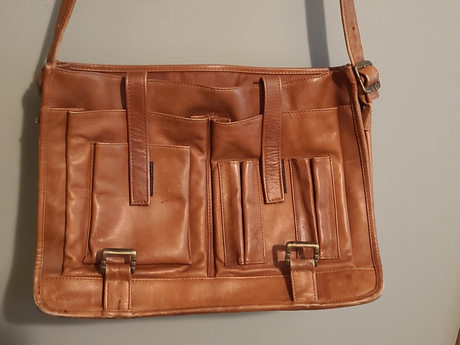 Vintage Geoffrey Bean Handcrafted Leather Messenger Bag Briefcase Satchel
