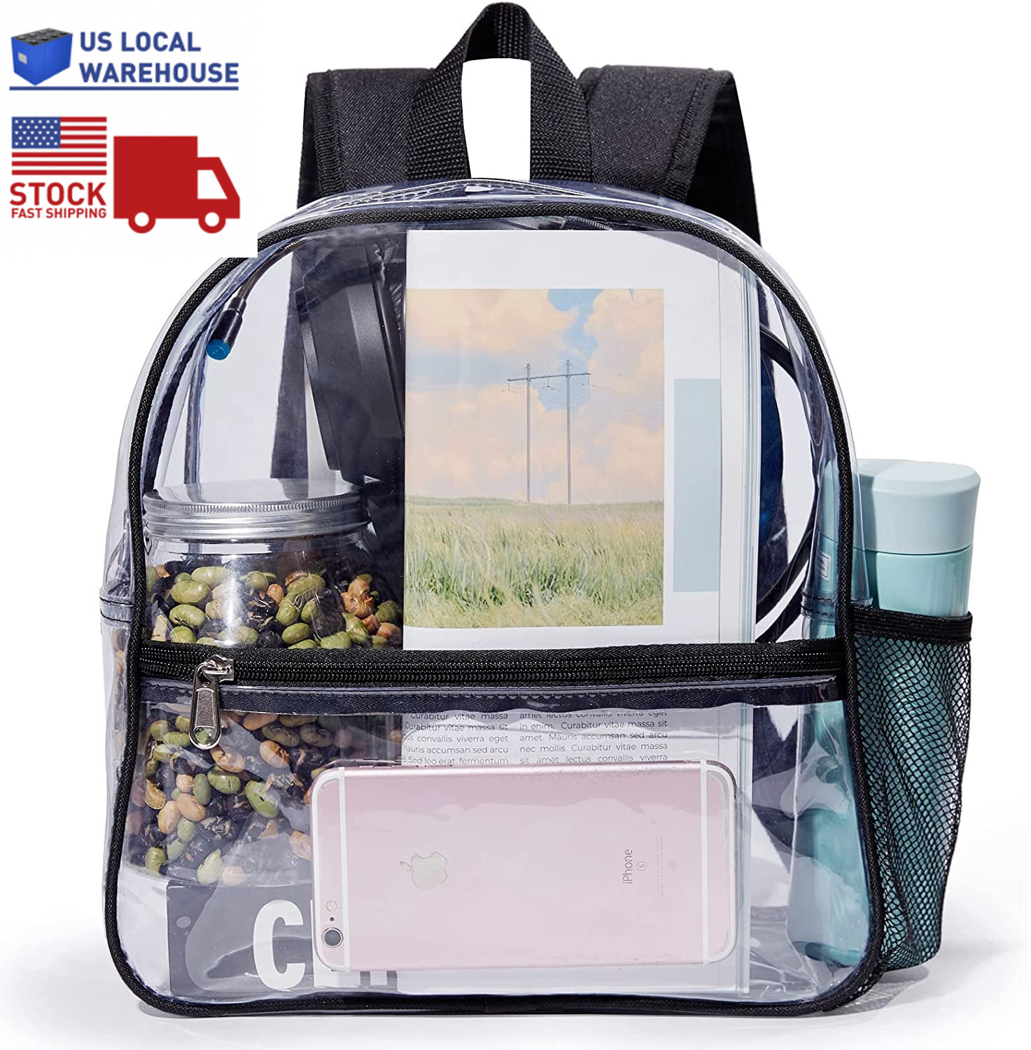 Stadium-Approved Mini Clear Backpack: Durable, Waterproof & Comfortable New