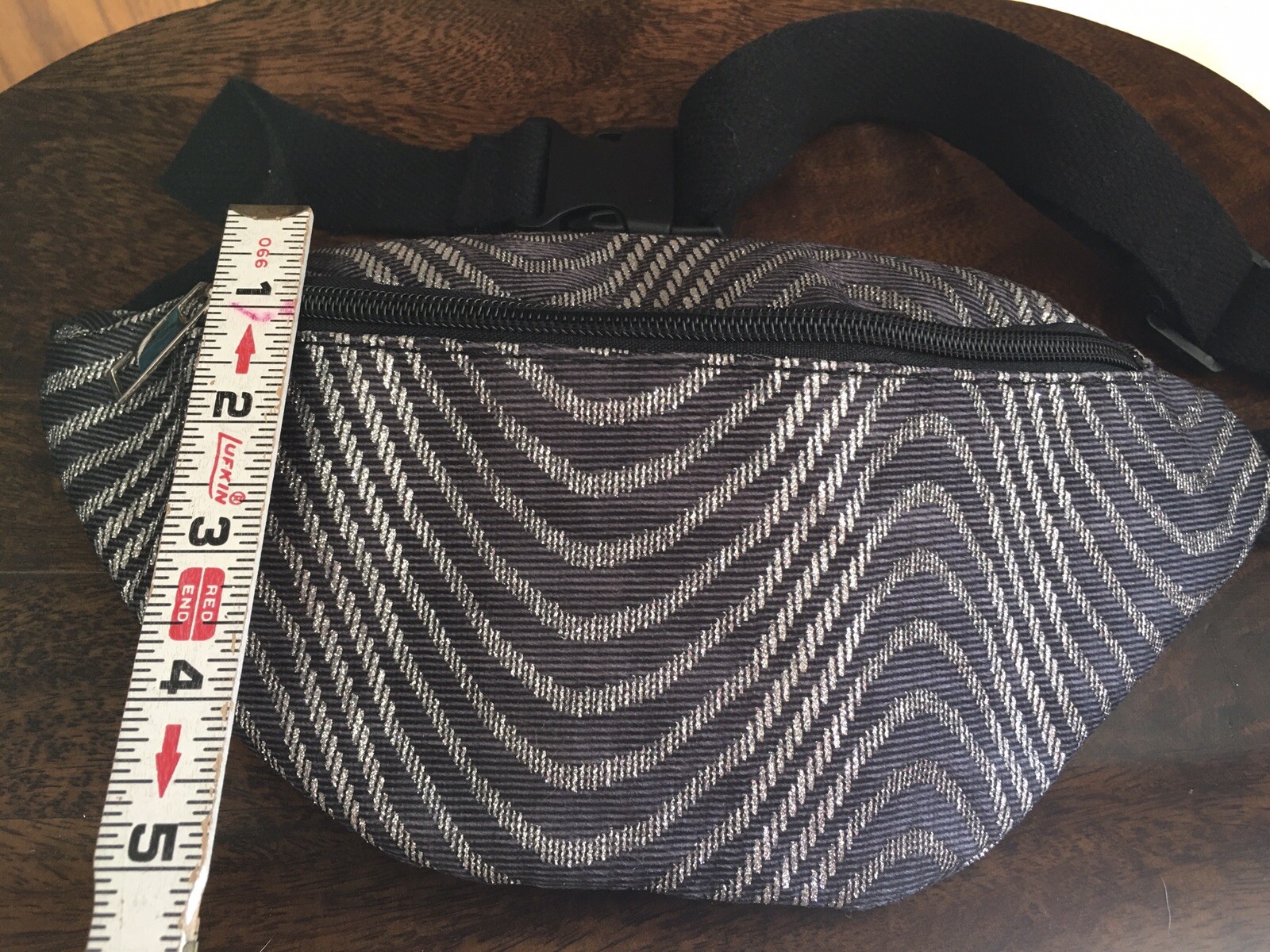 Black & Shiny Silver Swirl Disco🕺🏻Fanny Pack Bag Waist Band Retro 80s 90s Y2K