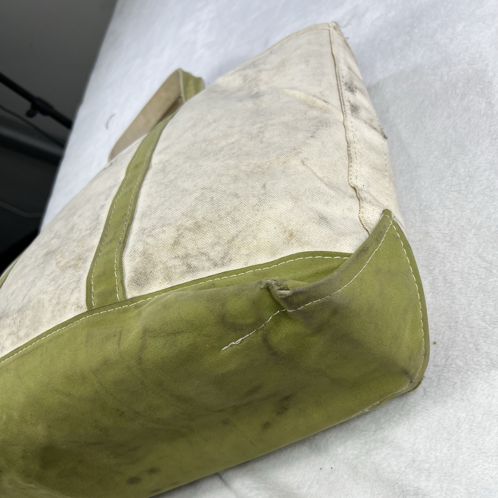 Vintage Distressed LL Bean Large “Nichole” Zipper Top Boat And Tote Canvas Bag