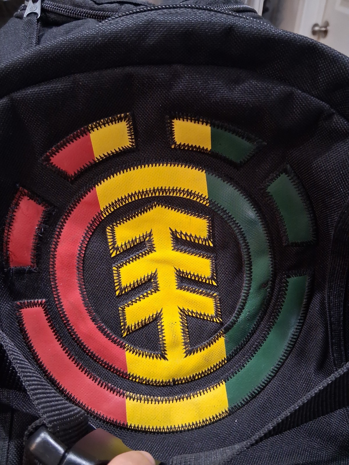Vintage Element Black Mohave Skateboard Backpack Bag Rasta Logo USED