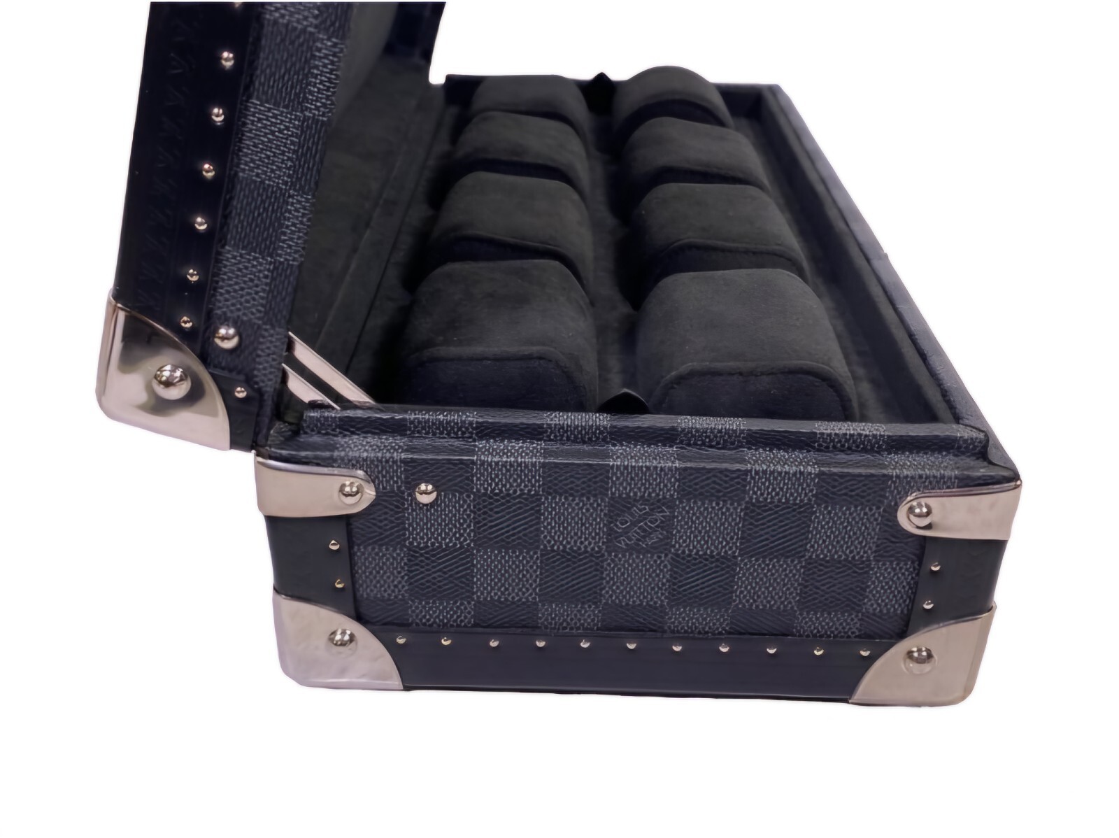 Louis Vuitton 8 Watch Case Damier Graphite Black N48226 NEW Retail $7450