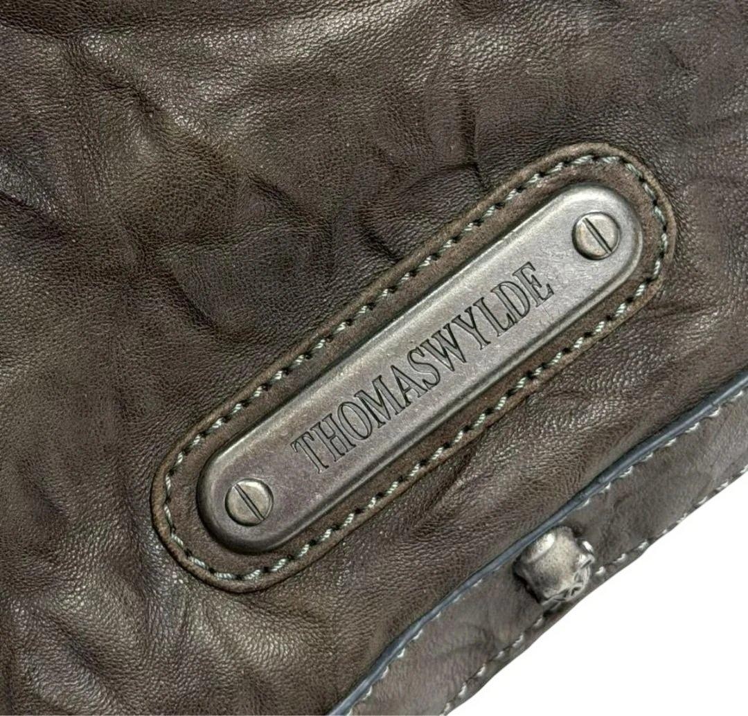 THOMAS WYLDE Skull Leather Bag Gray 36x22x32cm