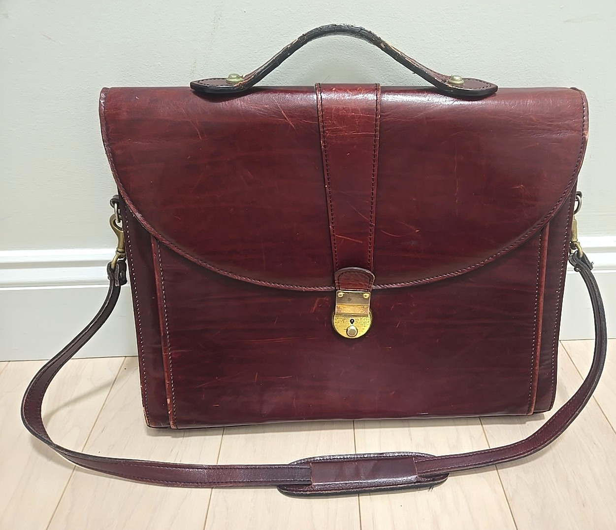 Vintage Schlesinger Full Grain Cowhide Leather Briefcase Made In USA