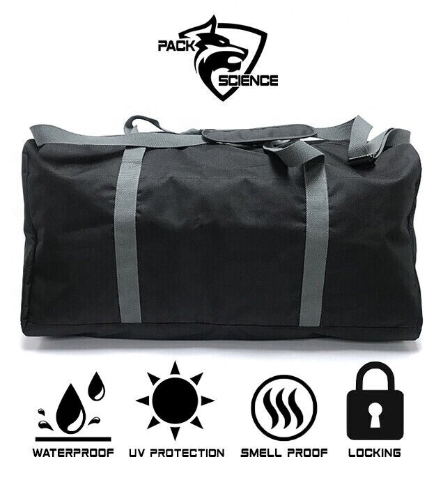 Pack Science Smell Proof Carbon Lined Duffel Bag Locking Odor Less Stash Bag XL