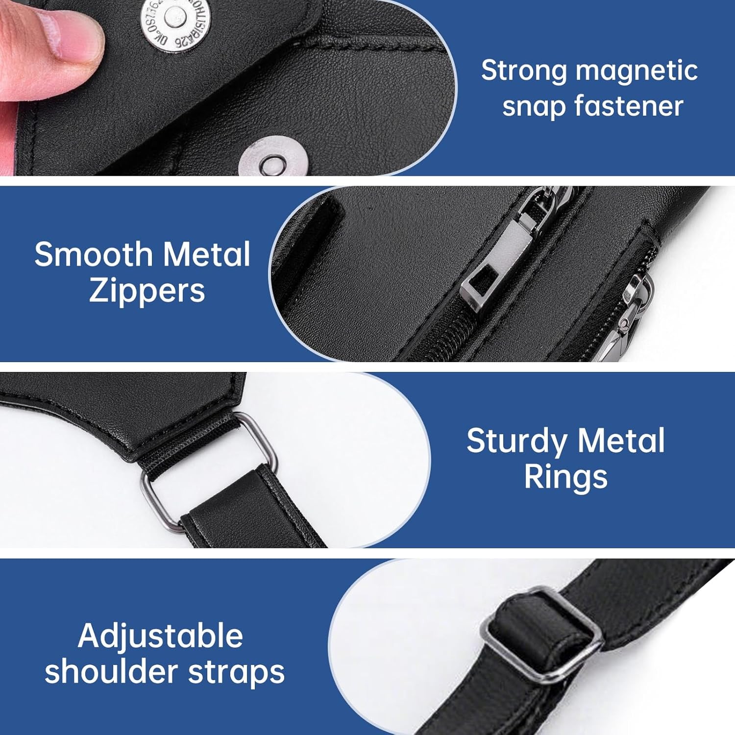 Men Double Shoulder Underarm Bag Anti Theft Holster PU Leather Travel Chest Bag