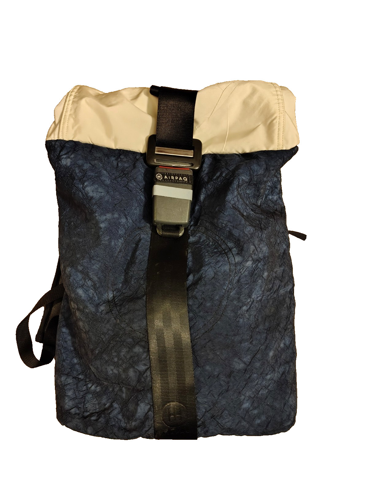 AIRPAQ Upcylcled Airbag Backpack Rucksack Hiking Camo Outdoor White & Navy