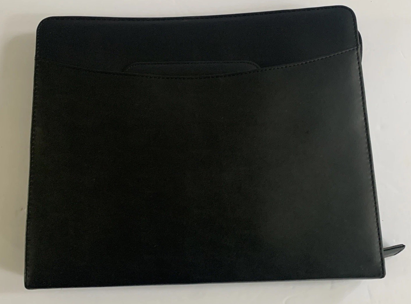 Attache Portfolio Briefcase Bag Black Faux Leather Retractable Handle Travel 13”