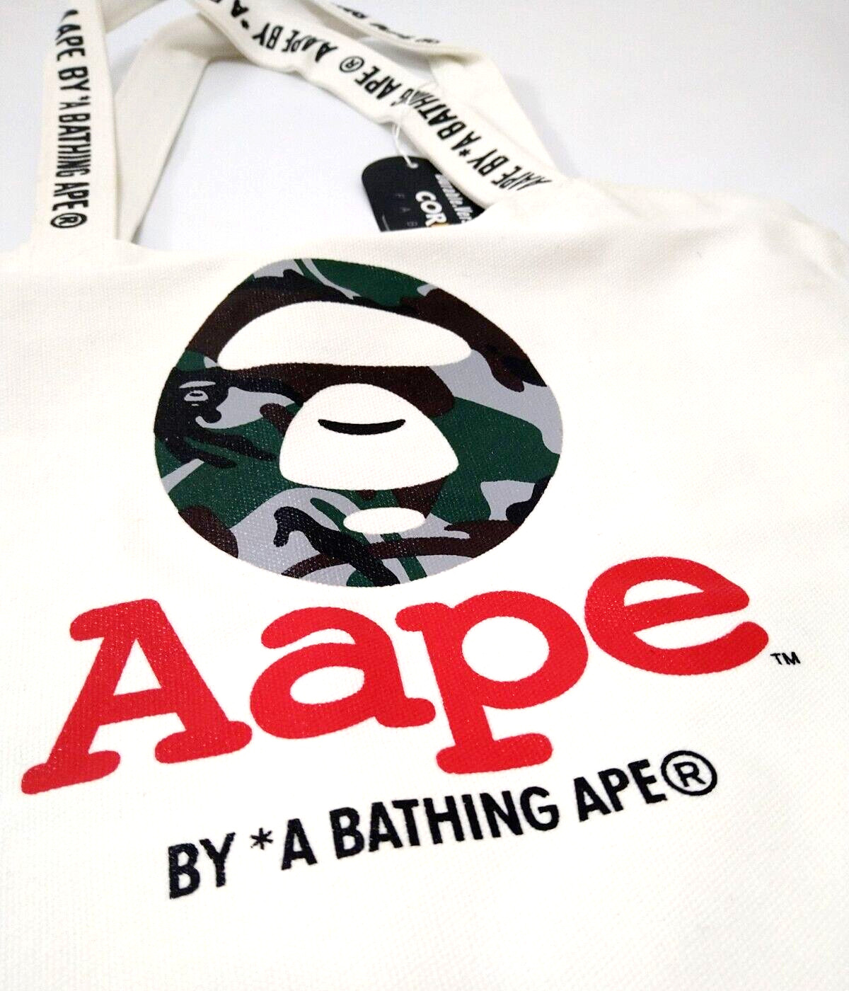 A BATHING APE Canvas White Tote Bag Magazine Supplement BAPE