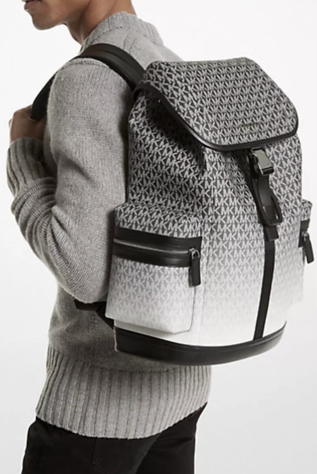 Michael Kors Cooper Ombré Logo Utility Commuter Backpack Black