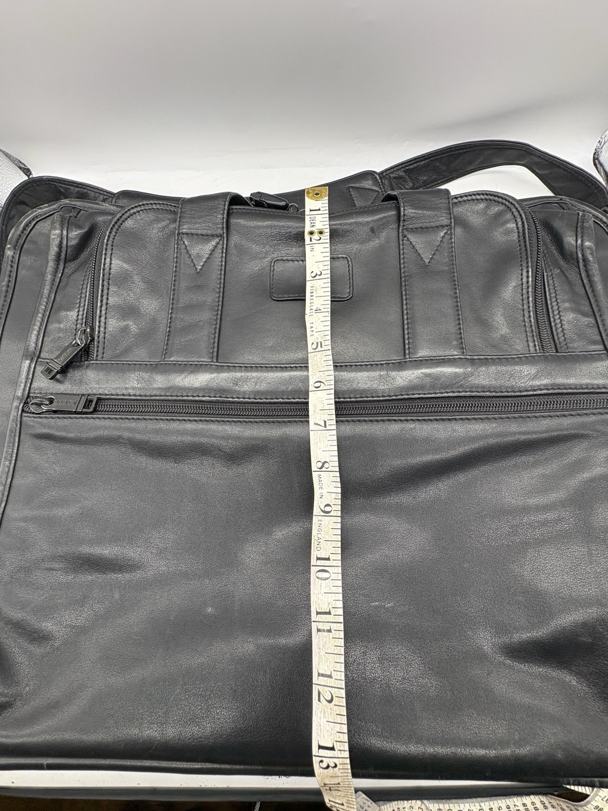 TUMI Alpha Black Leather Briefcase Laptop Messenger Bag 6”x13”x17.5”
