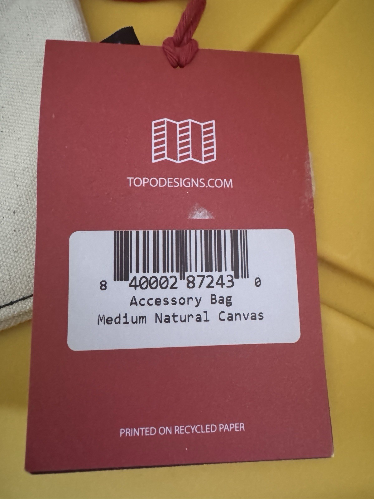 New! NOS Topo Designs Medium Accessory Zip Bag. Natural Canvas. Made In USA
