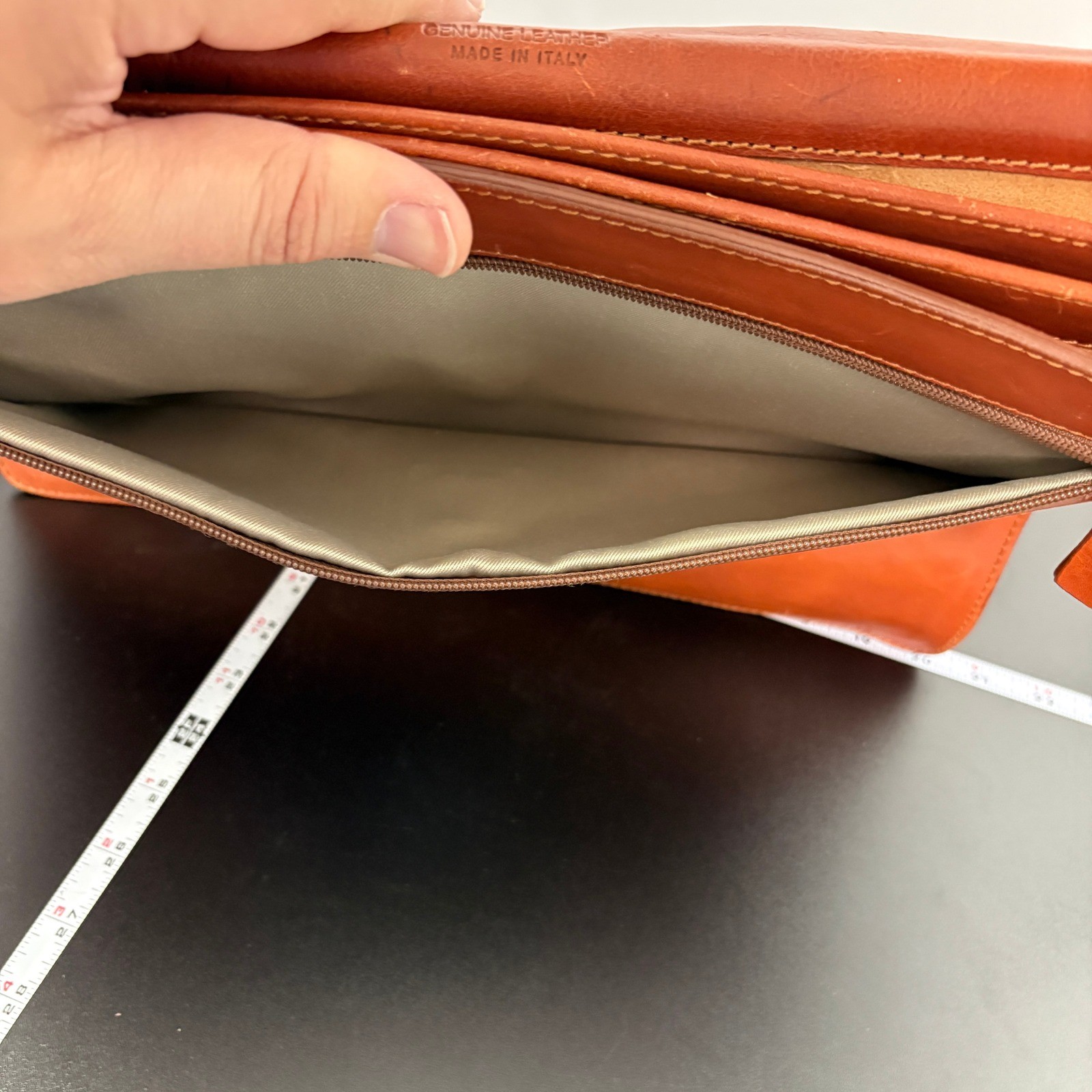 Unbranded Leather Briefcase Messenger Bag Large Cognac Made Italy Quiet Luxury