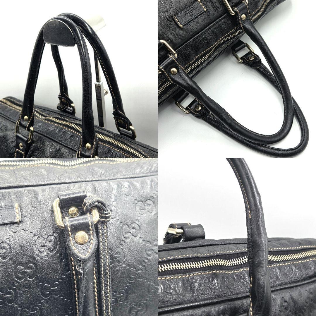 GUCCI Guccissima GG Leather Briefcase Business Bag Black From JAPAN
