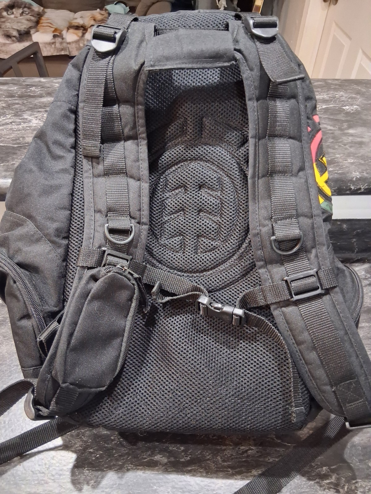 Vintage Element Black Mohave Skateboard Backpack Bag Rasta Logo USED
