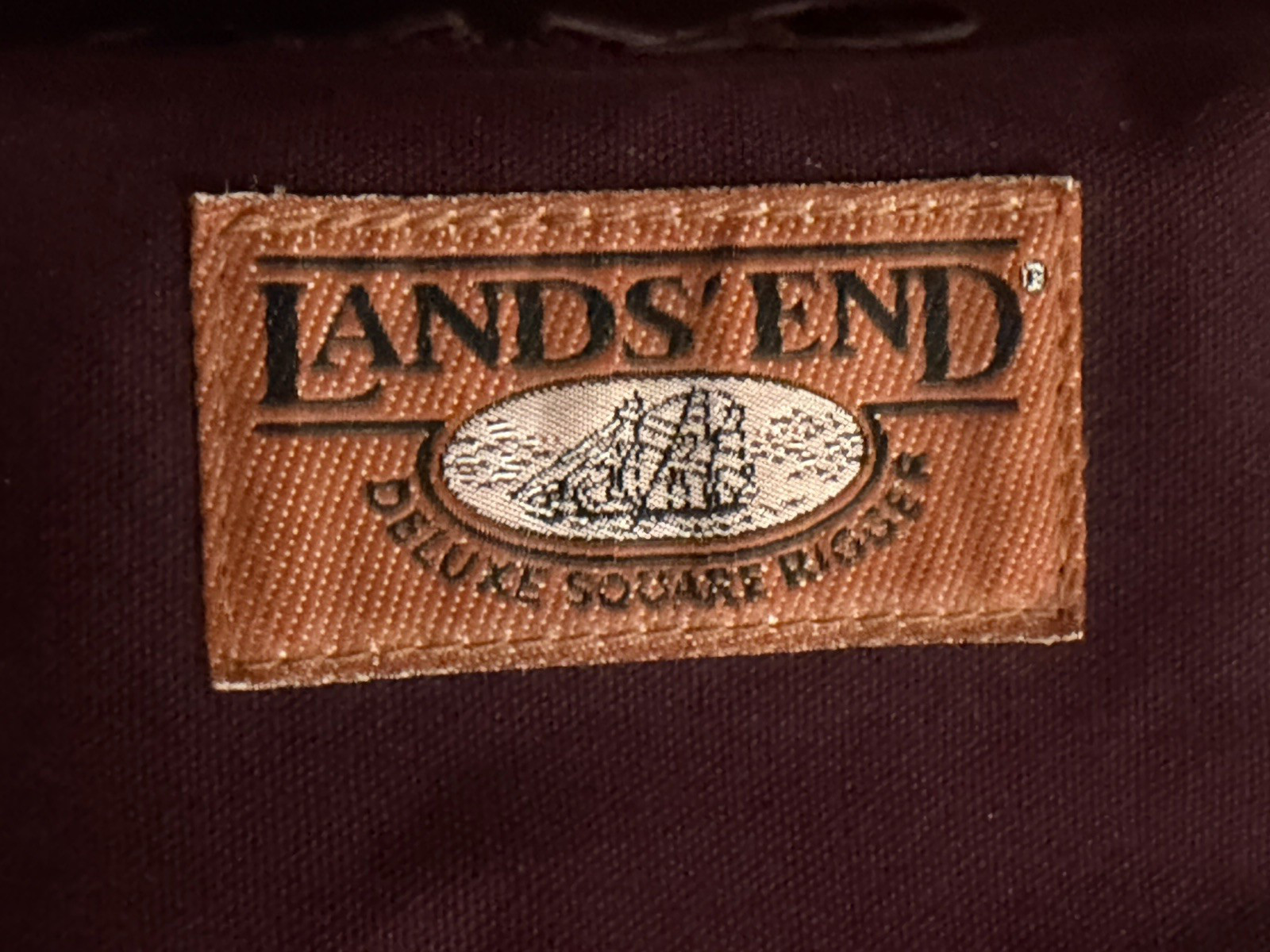 Lands End Bag Heavy Canvas Leather Duffle Deluxe Square Rigger Burgundy USA