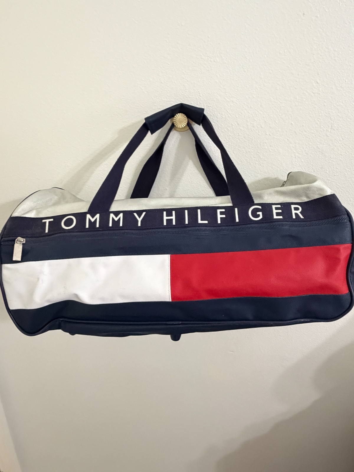 Tommy Hilfiger Duffle Bag HUGE!! Large Travel Gym Sports Holdall Navy Red White