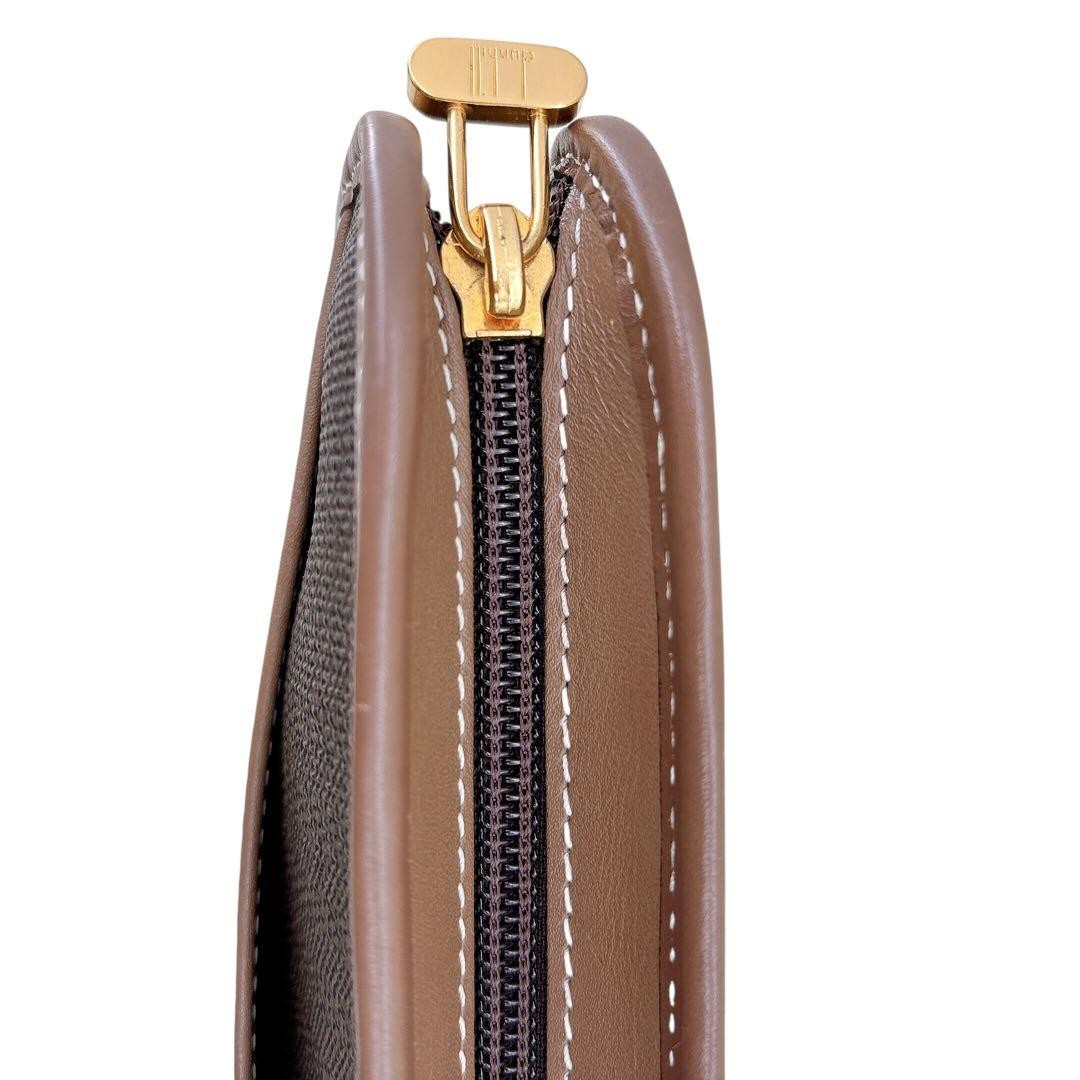 Dunhill Dark Brown PVC Leather Clutch Bag Men’s Size 28cm Authentic
