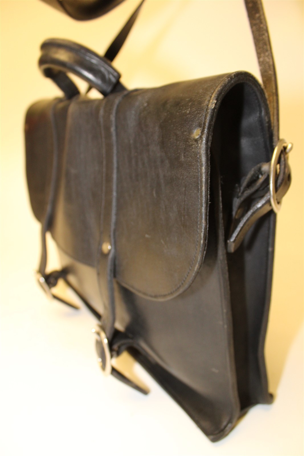 Premium Thick Leather Hand Crafted Large Black Messenger Bag