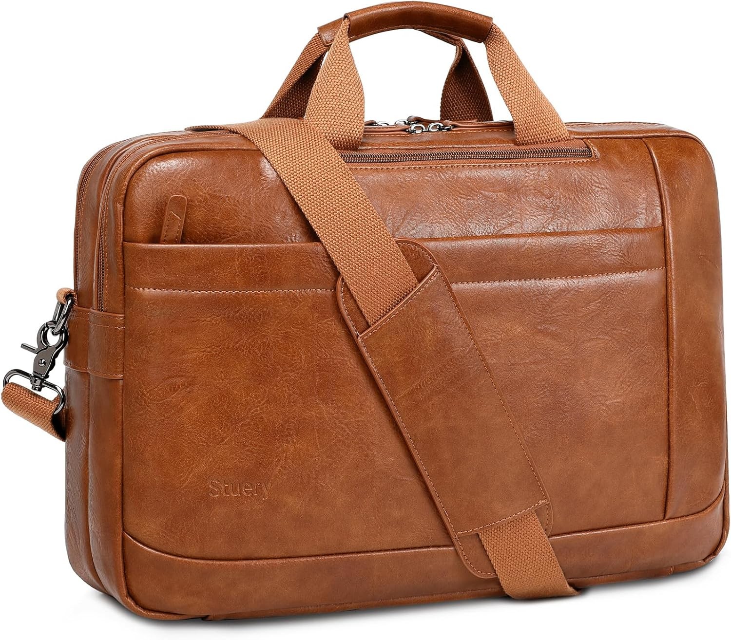 Faux Leather Messenger Bag for Men 17-17.3 Inch Leather Mens Laptop Bag