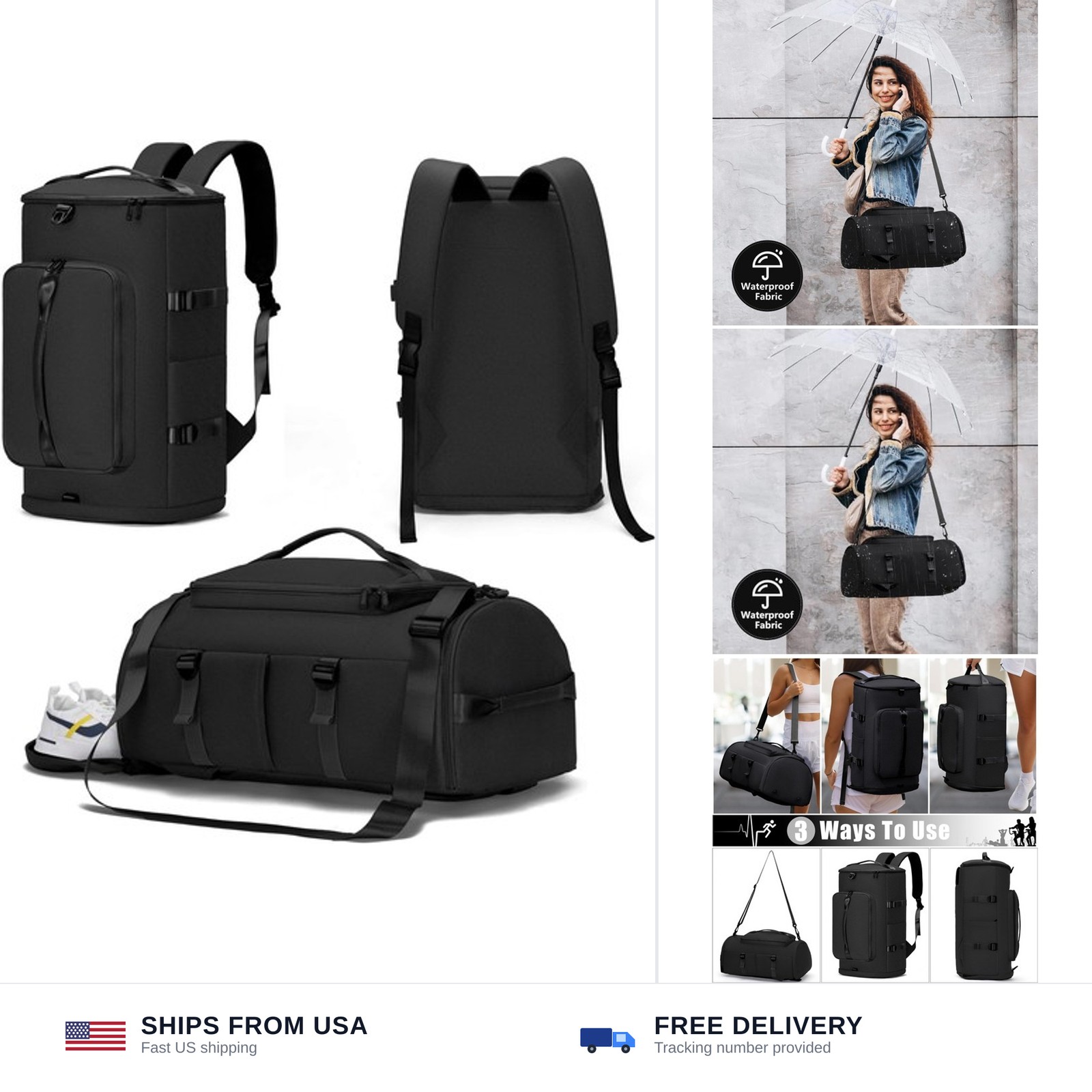 MIYCOO Gym Bag with Shoes Compartment, Duffle Bag, Backpack with Wet Pocket |…