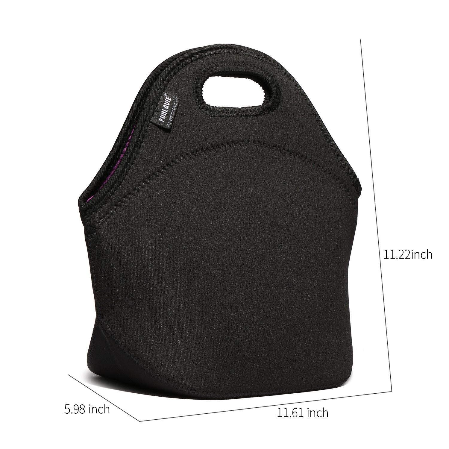 FUN LAVIE Neoprene Lunch Bag for Men, Small Insulated Small, Black