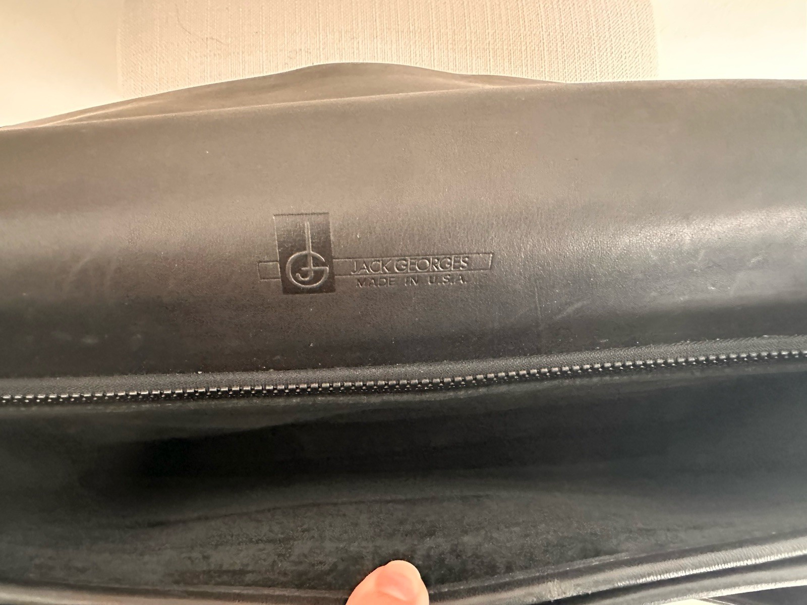 VTG Jack George’s laptop bag briefcase black leather 3 compartment expand