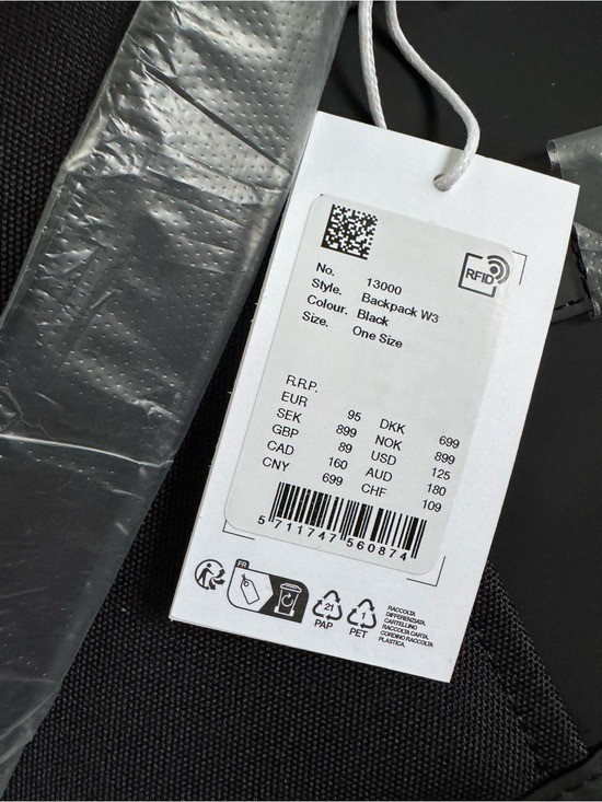 NWT Rains Waterproof Backpack Black retail $140