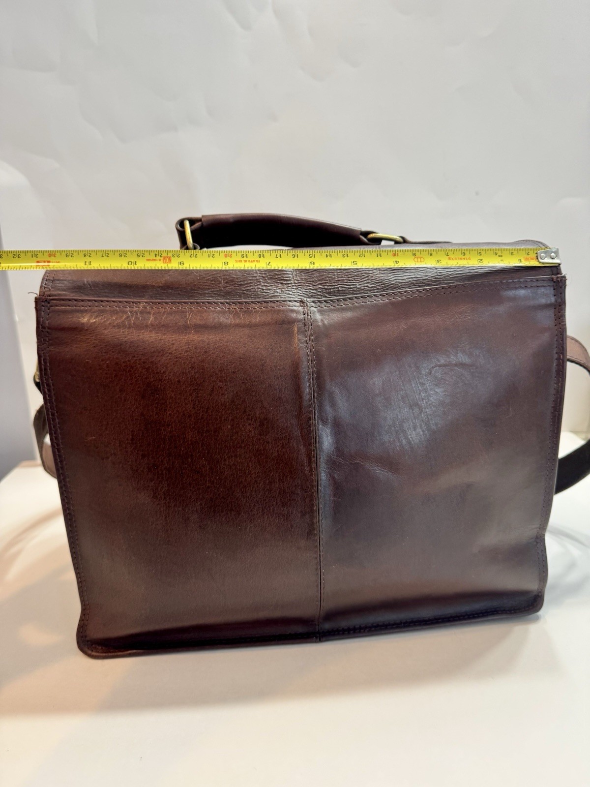 Brown Messenger Bag Buckle Closure Adjustable Shoulder Strap Top Handle Unisex