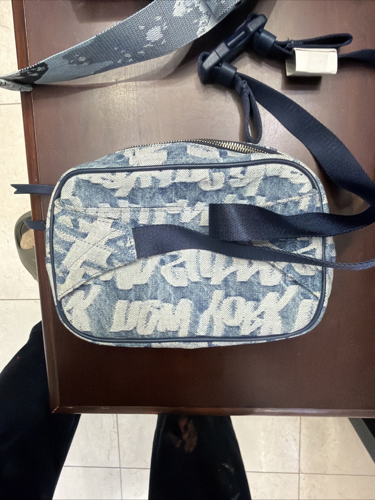 SS22 Supreme Fat Tip Jacquard Denim Waist Bag Blue Authentic SS22 Brand New
