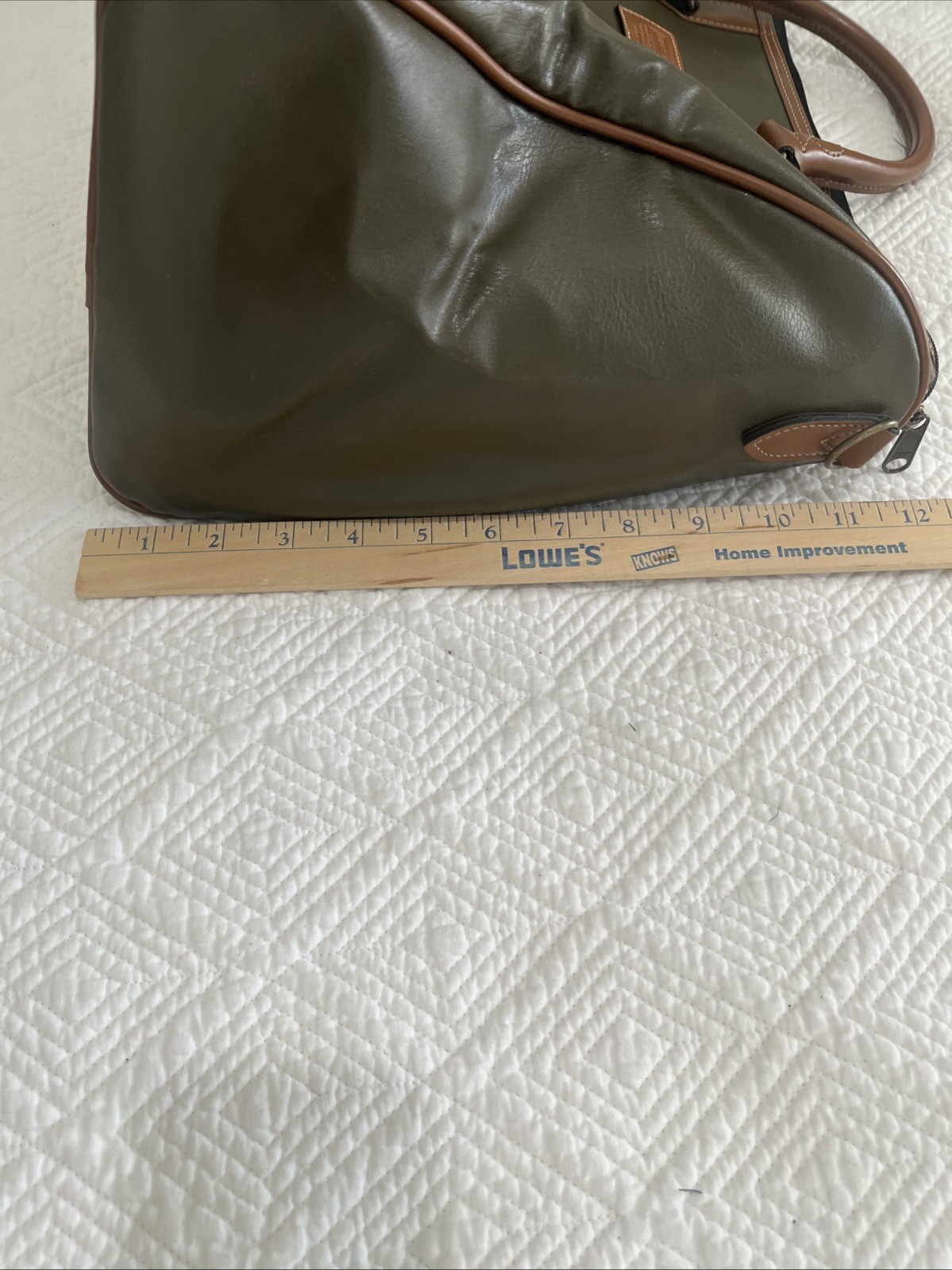 Synthetic Leather Duffel Bag Intergral Boston Travel Bag Large Men, Green Brown
