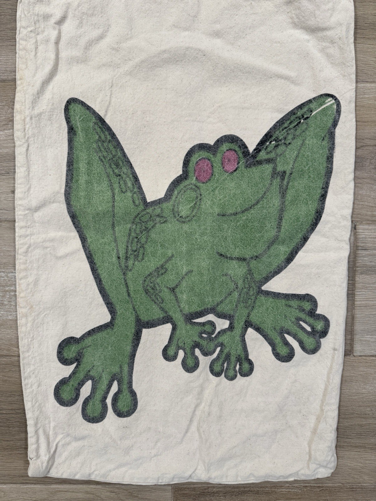 Vintage 90s Ocean House Frog Drawstring Bag LARGE 19×30 Canvas USA Sack Beach